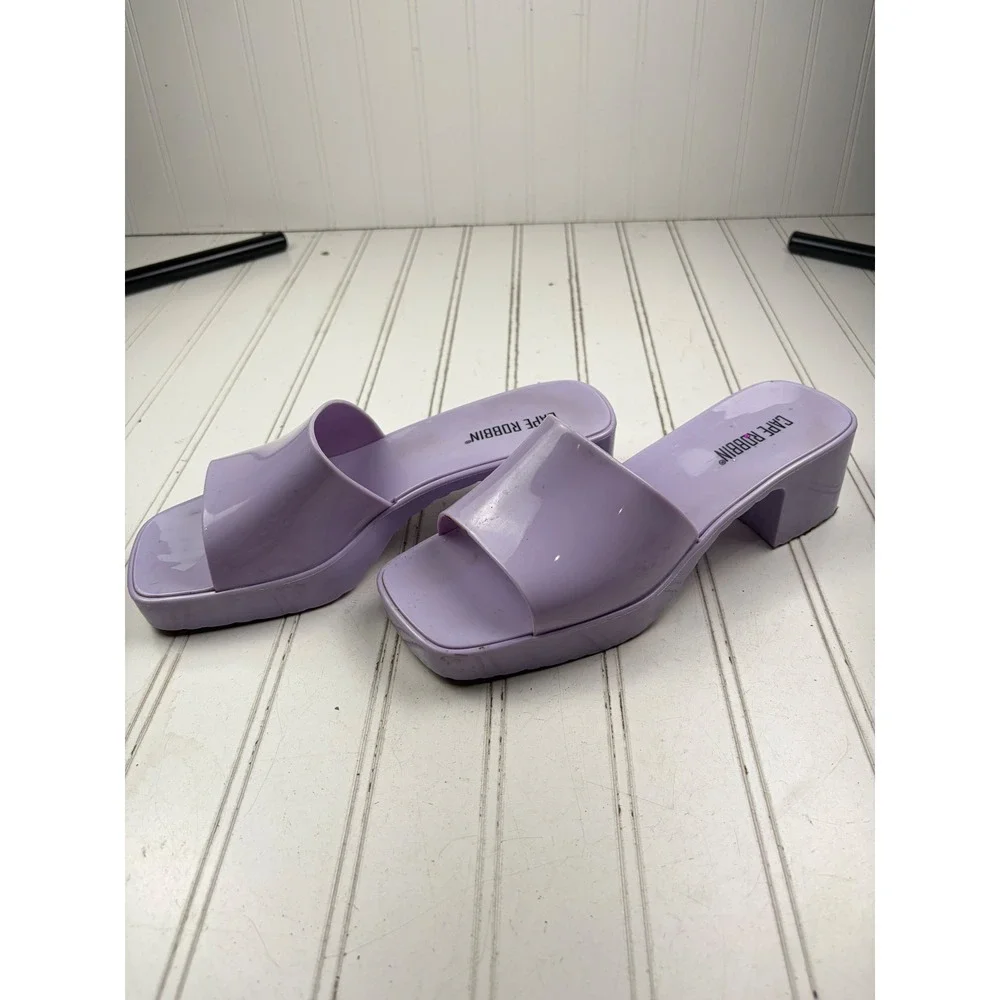 Cape Robbin Purple Jelly Chunky Block Heel Sandals Women's Size 9
